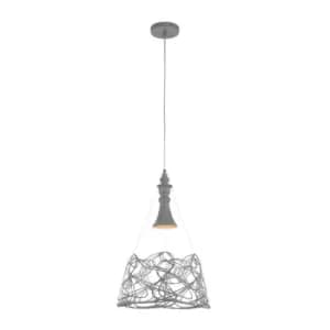 Elva Dome Ceiling Pendant Lamp Grey, 1 Light, E27