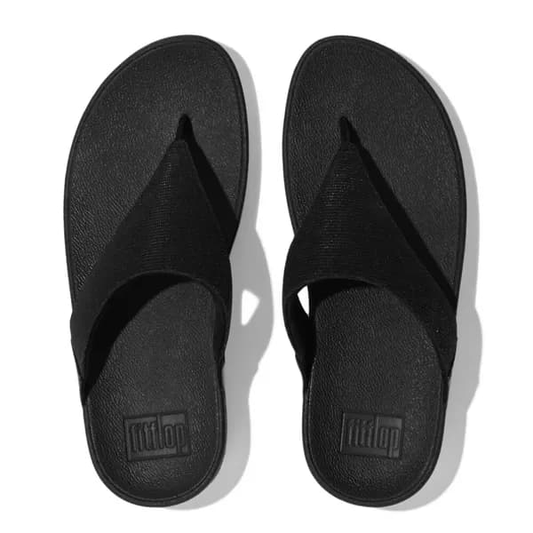 Fitflop Womens Lulu Shimmerlux Toe Post Sandals UK Size 4 (EU 37) All Black FIT084-ALLBLK-4