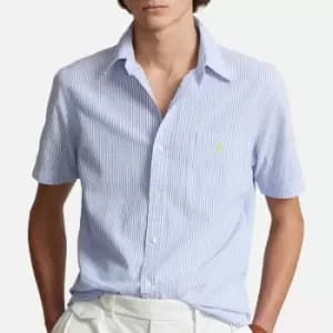 Polo Ralph Lauren Mens Short Sleeved Seersucker Shirt - Blue/White - L