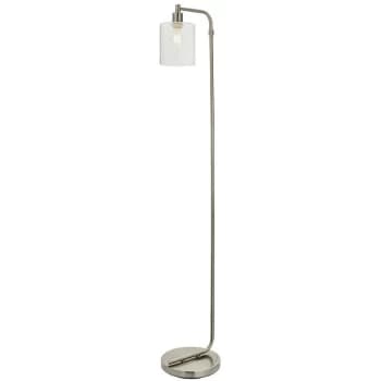 Endon Toledo - 1 Light Floor Light Brushed Nickel & Clear Glass, E27