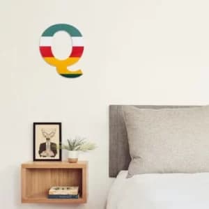 Alphabet Q 2 Multicolor Decorative Wooden Wall Accessory
