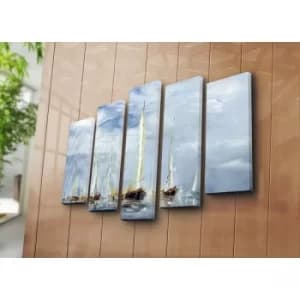 5PATK-56 Multicolor Decorative Canvas Painting (5 Pieces)