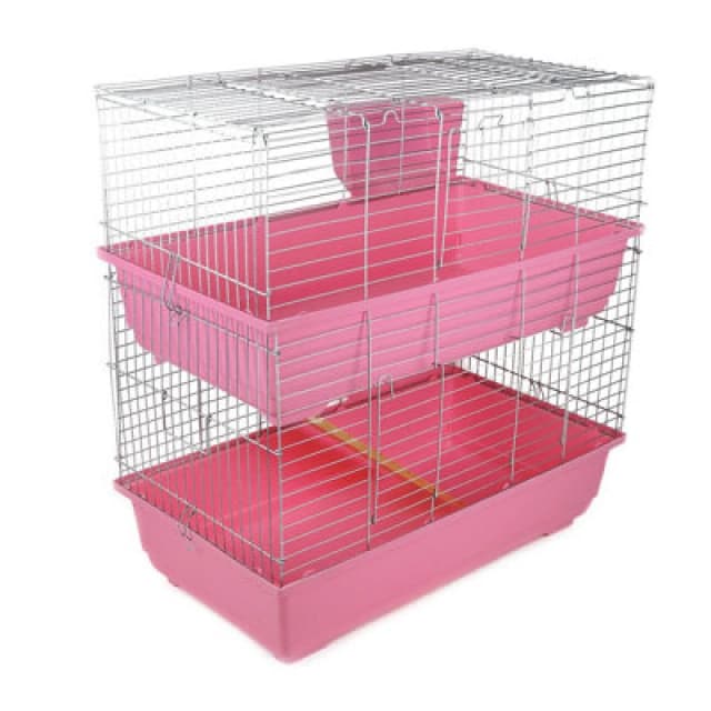 Little Friends Rabbit 80 Double Cage Indoor For Rabbits & Guinea Pigs Pink