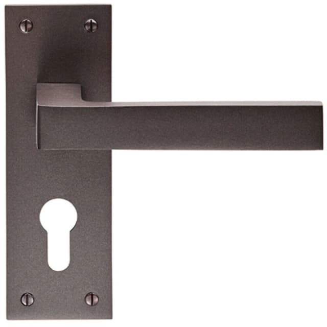 Loops PAIR Straight Square Handle on Euro Lock Backplate 150 x 50mm Matt Bronze Multi