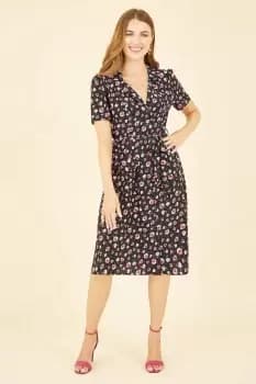 Black Floral Retro Shirtdress