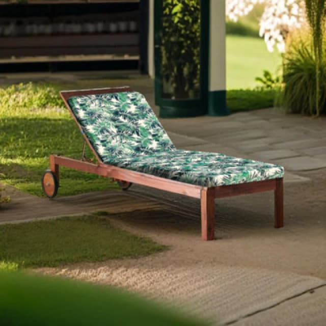 Luxury Living Jungle Water Repellant Sunlounger Pad Green/blue/whie