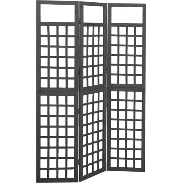 VIDAXL 3-Panel Room Divider/Trellis Solid Fir Wood Black 121x180cm Vidaxl 8720286452653