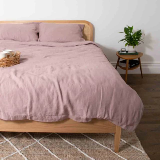 Native Natural Blush Pink King 100% Linen Duvet Cover (230x220cm) in Rose Rose Unisex King