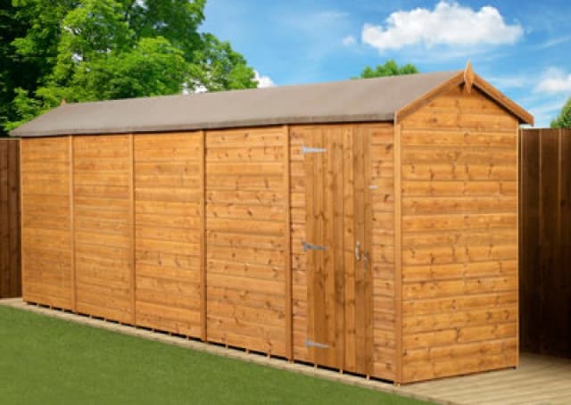 Empire Sheds Empire Modular Apex 4X20 Dipped Treated Tongue And Groove Wooden Garden Shed Single Door (4' X 20' / 4ft X 20ft) (4X20)
