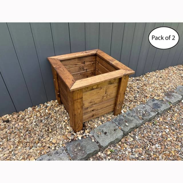 Charles Taylor Multi Pack of 2 - Prestbury Raised Square Large Planter - Timber in Light Brown Light Brown Unisex