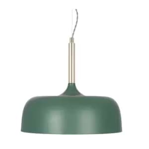Matt Bottle Green Domed Metal Pendant