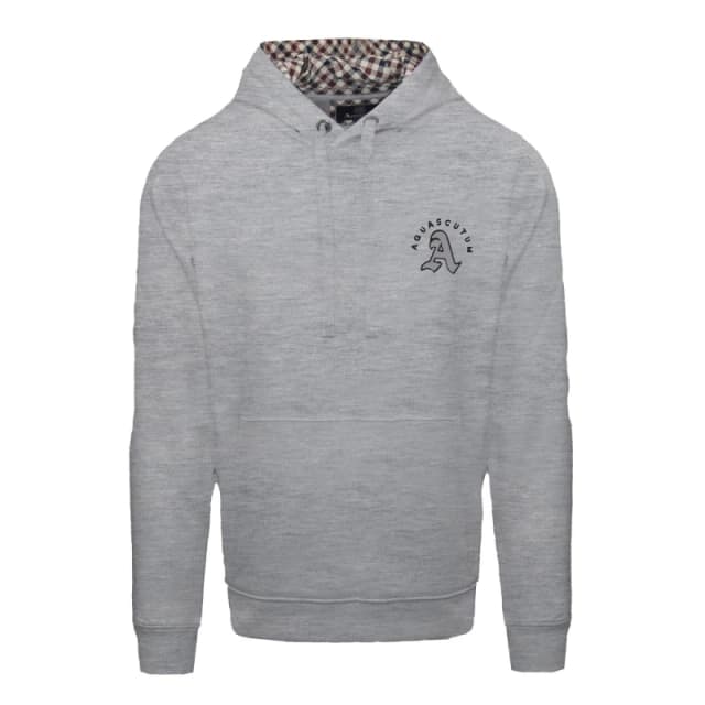 Aquascutum Mens Hooded Sweat Pull Over Hoodie Grey male Small