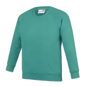 AWDis Academy Childrens/Kids Crew Neck Raglan School Sweatshirt (9-10 Years) (Emerald)