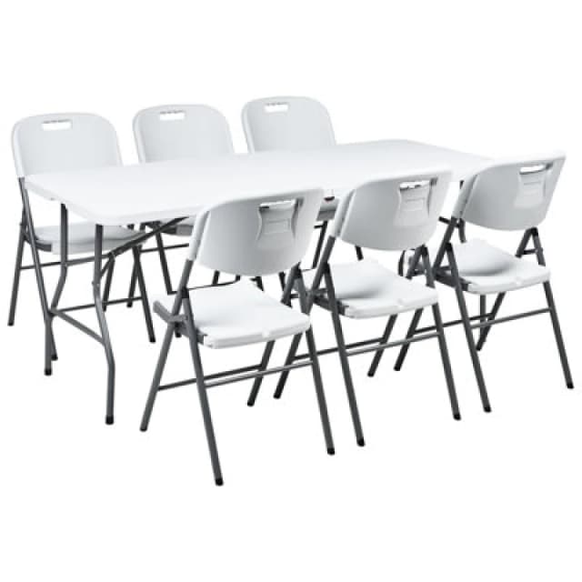 Beliani Garden Dining Set 6 Seater Cugnoli Folding White