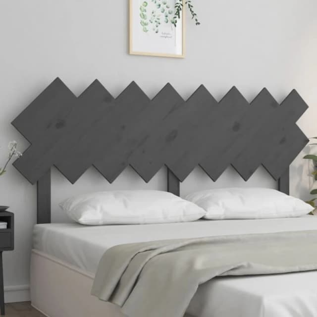 Vidaxl Bed Headboard Grey 159.5X3X80.5cm Solid Wood Pine, Grey 819232