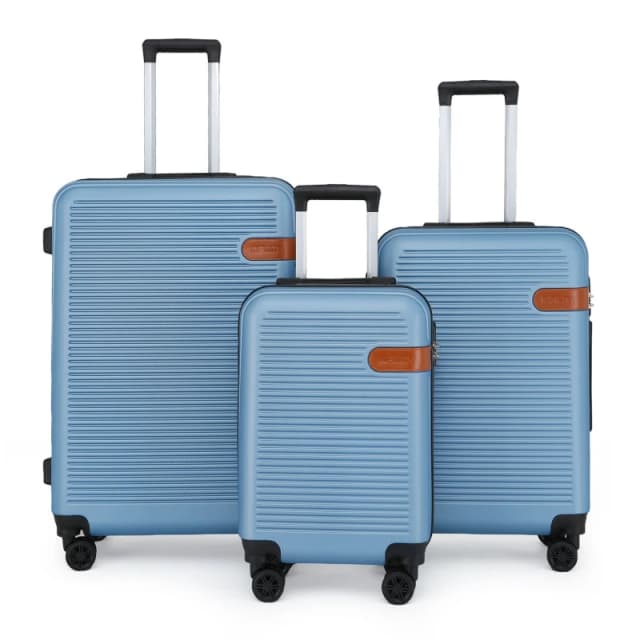 Infinity Leather Hardshell Suitcases Robust ABS Lightweight Luggage Holiday Bag in Blue Size: Medium Blue Unisex Medium