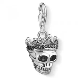 THOMAS SABO Silver Black Cubic Zirconia Crown Skull Charm 1554-643-11