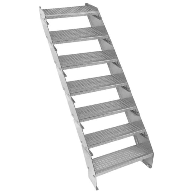 Monstershop Adjustable 7 Section Galvanised Staircase - 600mm Wide Silver