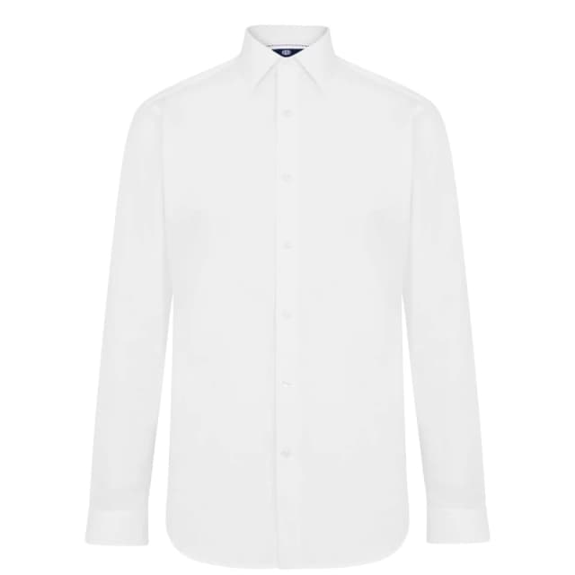 Haines and Bonner Charles Slim Fit Regular Collar Poplin Shirt - White White 37