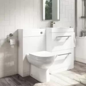 1100mm White Toilet and Sink Unit with Round Toilet - Ashford