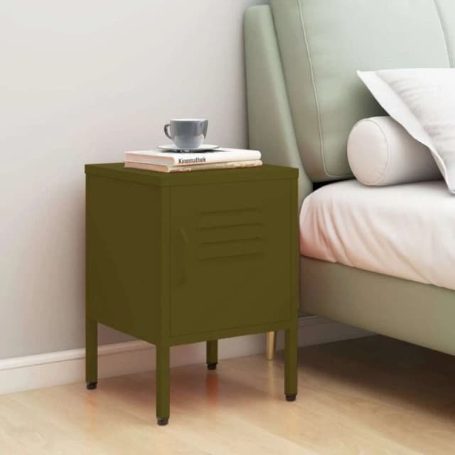 VIDAXL Nightstand Olive Green 35x35x51cm Steel Vidaxl 8720286565193