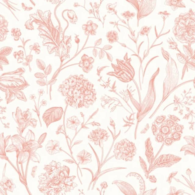 Hoopla Walls Floral Toile - Soft Coral 10M Wallpaper