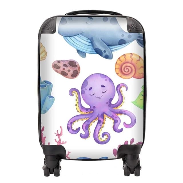 Warren Reed - Designer Children'S Sea Life Suitcase in Blue Size: Large Blue Unisex Large