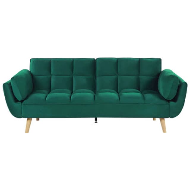 Beliani Sofa Bed 3 Seater Asby Velvet Green