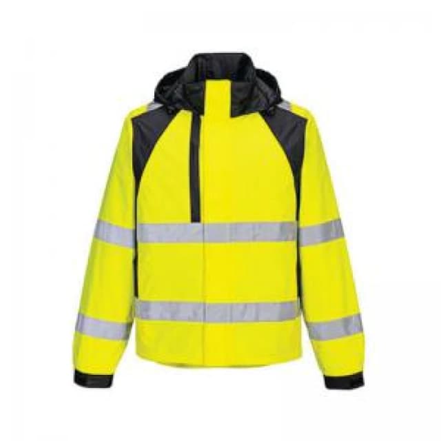 Portwest WX2 Eco Hi Vis Waterproof Rain Jacket CD860YBRXXL Colour: Yellow / Black