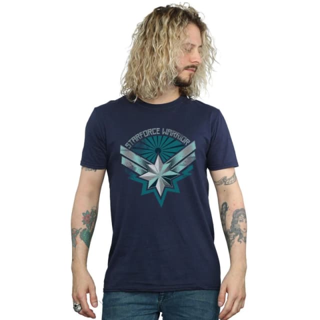 Marvel Marvel Men Captain Starforce Warrior T-Shirt in Navy Size: Small Navy S Male 5059114697809