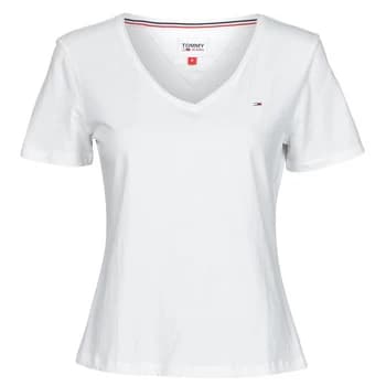 Tommy Jeans Soft JERSEY V NECK womens T shirt in White - Sizes S,M,L,XL,XS,XXS