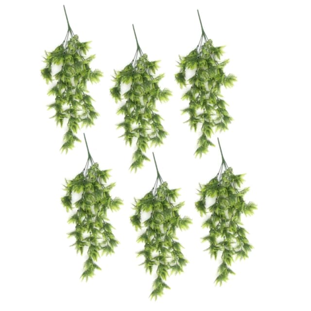 N/A Pack of 6 x Hanging UV and Fire Resistant Artificial Boston Fern Plant 75cm