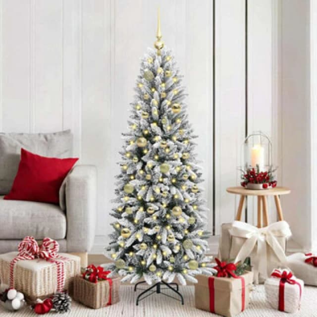 vidaXL Artificial Christmas Tree with 150 LEDs, Gold Balls White 63 x 63 x 150 cm, White 3396037