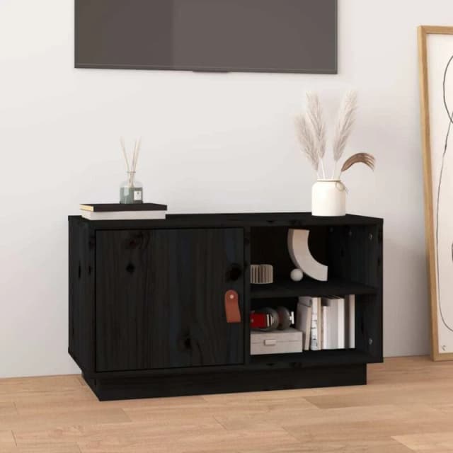 vidaXL TV Cabinet Black 70x34x40cm Solid Wood Pine, Black 818239