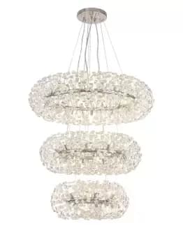 3 Tier Pendant 58 Light G9 Polished Chrome, Crystal, Item Weight: 30.2kg