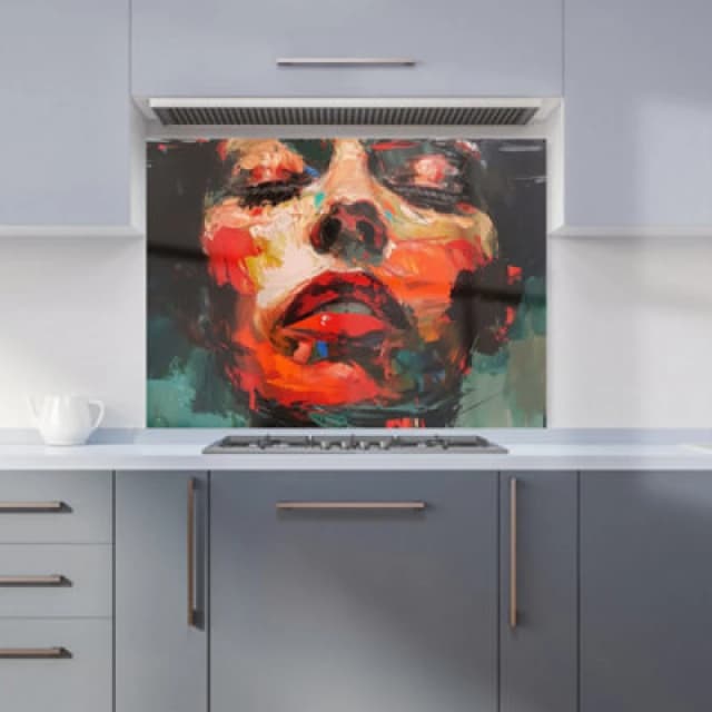 Warren Reed - Designer Coloured Splashart Monkey Face with Glasses Tea Towel in Blue Blue Unisex