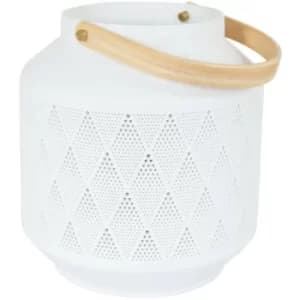 Sienna Porcelain Cylindrical Table Lamp White With Wood
