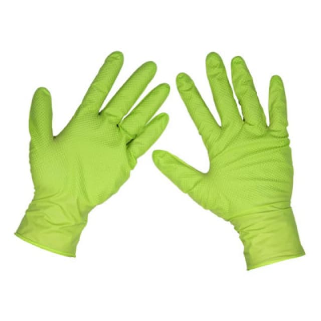 Sealey SSP54XL Hi-vis Diamond Grip Nitrile Powder-free Gloves - Pack Of 50 SSP54XL