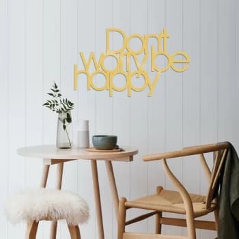 Dont Worry Be Happy - Gold Gold Decorative Metal Wall Accessory
