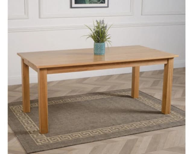 Thats Furniture Oslo 180 x 90cm Large Oak Dining Table & 6 Washington Leather Chairs in Black Unisex 180 x 90 cm