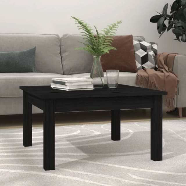 Vidaxl Coffee Table Black 55X55X30 Cm Solid Wood Pine, Black 814233