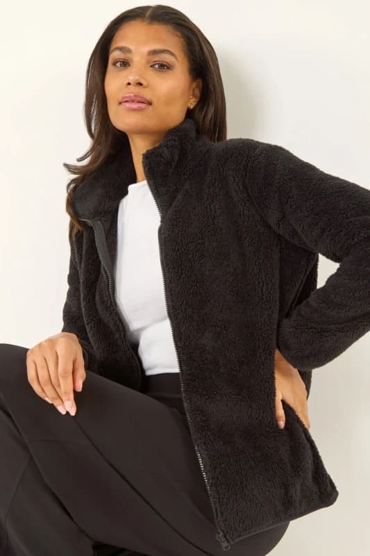 Roman Soft Sherpa Fleece Jacket Black