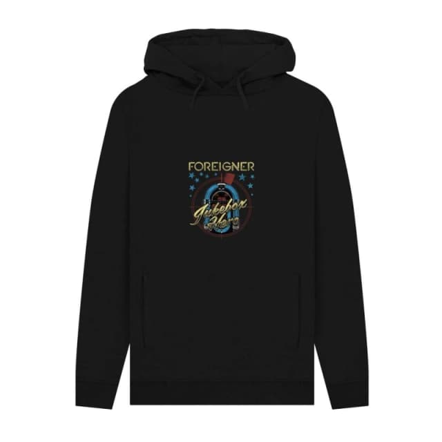 Foreigner Mens Jukebox Graphic Hoodie in Black Size: Small Black Male S