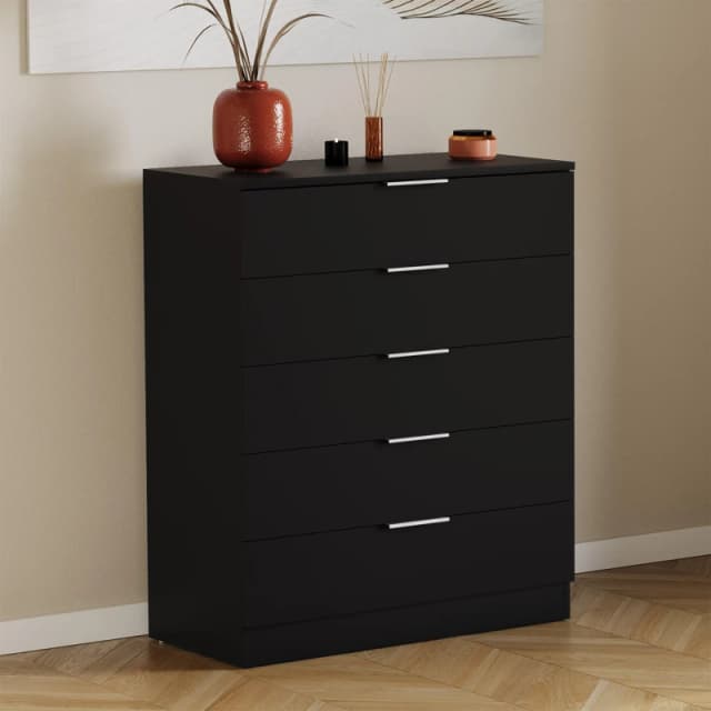 Lassic Trega 5 Drawer Chest of Drawers Black unisex 5 Drawer