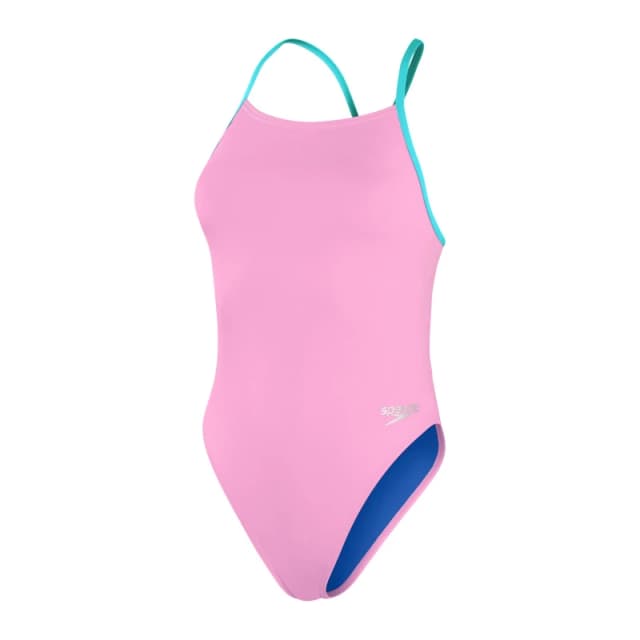Speedo Womens One Piece Swimsuit Pink/Blue female 36 (L)