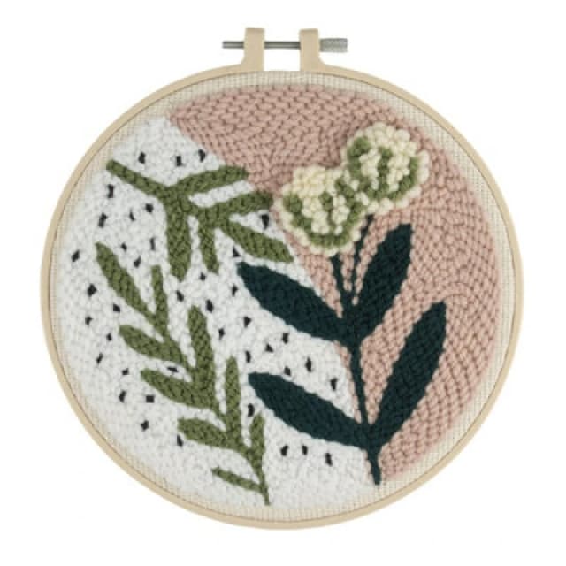 Groves Of Thames Punch Needle Kit: Yarn And Hoop: Foliage Floral