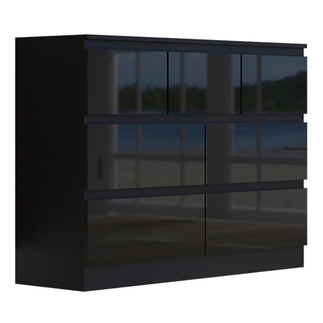 FWStyle FWStyle 7 Drawer Merchant Chest Gloss Black Scratch Resistant Black One Size Unisex 5056413129215