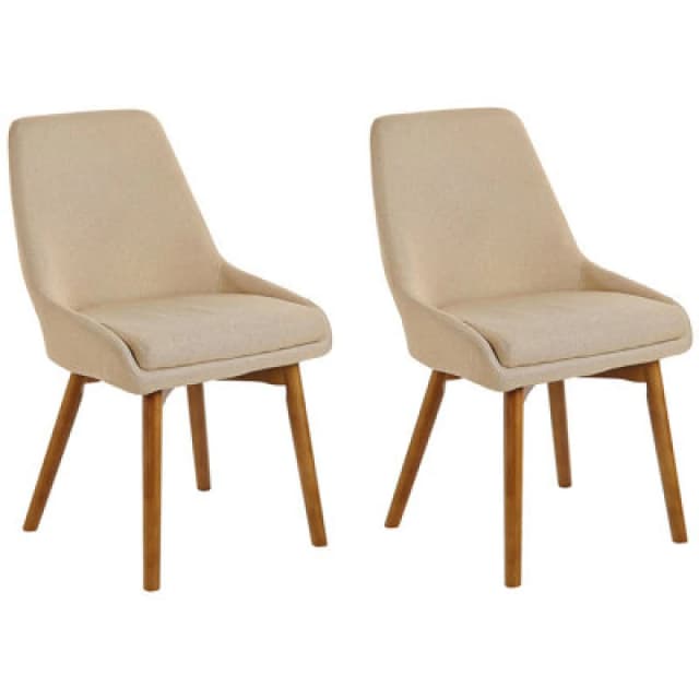 Beliani Set Of 2 Dining Chairs Melfort Sand Beige