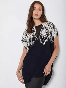 Mint Velvet Ava Print Cocoon Tee - Black