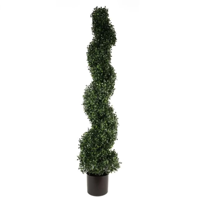 Leaf Artificial Topiary Boxwood Tree Spiral Topiary - UV PROTECTED Botanik Green